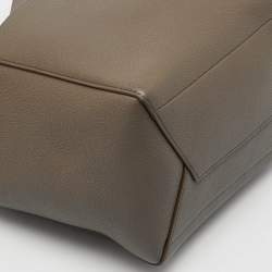 Pre Owned Celine Taupe Grey Leather Medium Sangle Seau Bag