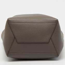 Pre Owned Celine Taupe Grey Leather Medium Sangle Seau Bag