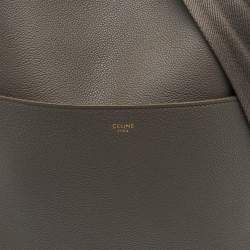 Pre Owned Celine Taupe Grey Leather Medium Sangle Seau Bag