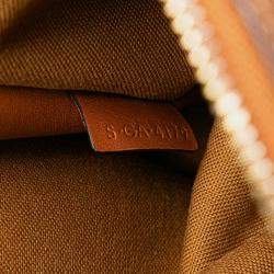 Pre Owned Celine Brown Triomphe Coated Canvas Clutch On Chain