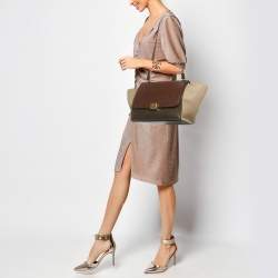 Pre Owned Celine Tricolor Leather Medium Trapeze Top Handle Bag