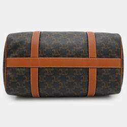 Pre Owned Celine Triomphe Mini Tan PVC Leather Boston Bag