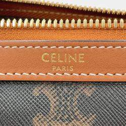 Pre Owned Celine Triomphe Mini Tan PVC Leather Boston Bag