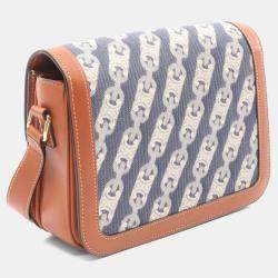 Pre Owned Celine Classic Triomphe Shoulder Bag Denim And Leather  Navy Brown