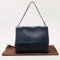 Pre Owned Celine Two Tone Blue Leather and Suede All Soft Shoulder Bag