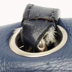 Pre Owned Celine Two Tone Blue Leather and Suede All Soft Shoulder Bag