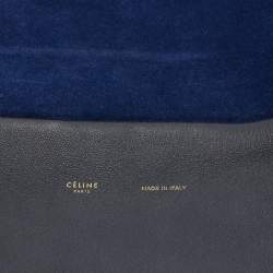 Pre Owned Celine Two Tone Blue Leather and Suede All Soft Shoulder Bag