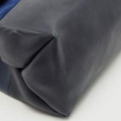 Pre Owned Celine Two Tone Blue Leather and Suede All Soft Shoulder Bag