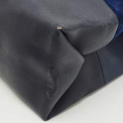 Pre Owned Celine Two Tone Blue Leather and Suede All Soft Shoulder Bag