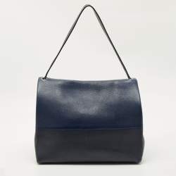 Pre Owned Celine Two Tone Blue Leather and Suede All Soft Shoulder Bag