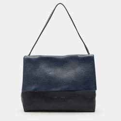 Pre Owned Celine Two Tone Blue Leather and Suede All Soft Shoulder Bag