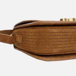 Pre Owned Celine Brown Teen Striped Suede Triomphe Crossbody