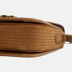Pre Owned Celine Brown Teen Striped Suede Triomphe Crossbody