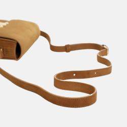 Pre Owned Celine Brown Teen Striped Suede Triomphe Crossbody