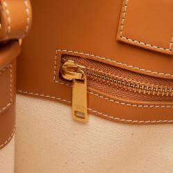 Pre Owned Celine Beige Small Canvas Vertical Cabas Satchel
