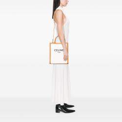 Pre Owned Celine Beige Small Canvas Vertical Cabas Satchel