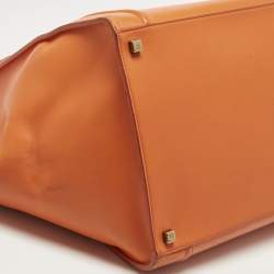 Pre Owned Celine Orange Leather Medium Phantom Luggage Tote