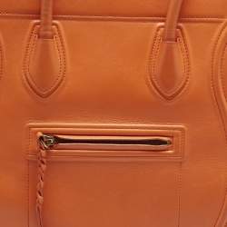 Pre Owned Celine Orange Leather Medium Phantom Luggage Tote