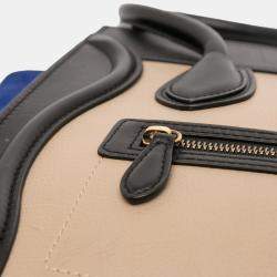Pre Owned Celine Brown Micro Tricolor Leather Luggage Tote