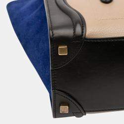 Pre Owned Celine Brown Micro Tricolor Leather Luggage Tote