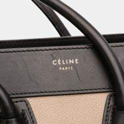 Pre Owned Celine Brown Micro Tricolor Leather Luggage Tote