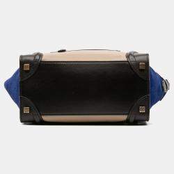 Pre Owned Celine Brown Micro Tricolor Leather Luggage Tote