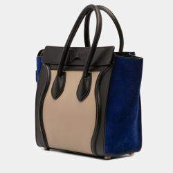 Pre Owned Celine Brown Micro Tricolor Leather Luggage Tote
