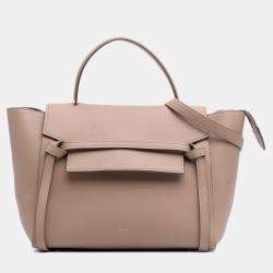 Pre Owned Celine Brown Mini Grained Calfskin Belt Bag