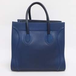 Pre Owned Celine Royal Blue Leather Small Phantom Luggage Tote