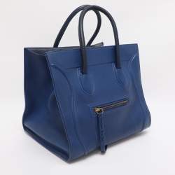Pre Owned Celine Royal Blue Leather Small Phantom Luggage Tote