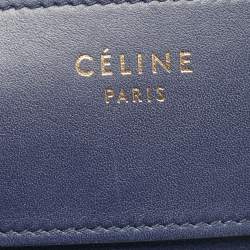 Pre Owned Celine Navy Blue Leather Mini Luggage Tote