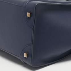 Pre Owned Celine Navy Blue Leather Mini Luggage Tote