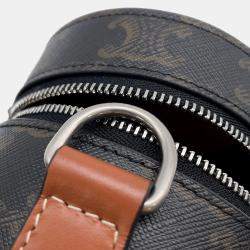 Pre Owned Celine Triomphe Cylindrical Shoulder Bag Black/Brown Pvc Leather