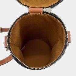 Pre Owned Celine Triomphe Cylindrical Shoulder Bag Black/Brown Pvc Leather