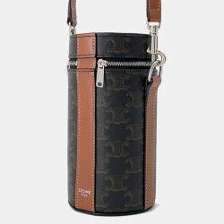 Pre Owned Celine Triomphe Cylindrical Shoulder Bag Black/Brown Pvc Leather