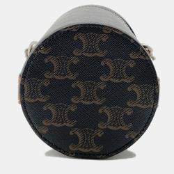 Pre Owned Celine Triomphe Cylindrical Shoulder Bag Black/Brown Pvc Leather