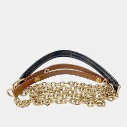 Pre Owned Celine Celine Chain Wallet Black/Brown Pvc/Leather