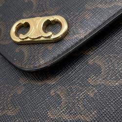 Pre Owned Celine Celine Chain Wallet Black/Brown Pvc/Leather
