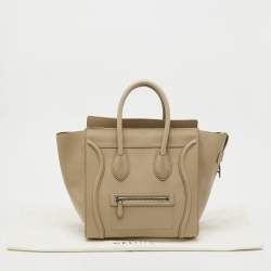 Pre Owned Celine Beige Leather Mini Luggage Tote