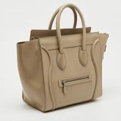 Pre Owned Celine Beige Leather Mini Luggage Tote