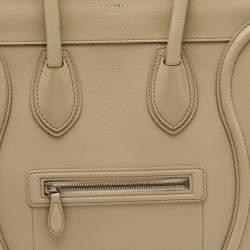 Pre Owned Celine Beige Leather Mini Luggage Tote