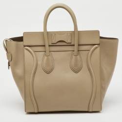Pre Owned Celine Beige Leather Mini Luggage Tote