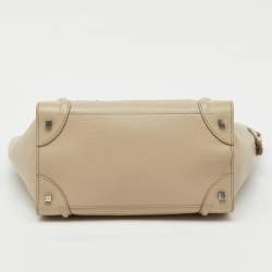 Pre Owned Celine Beige Leather Mini Luggage Tote