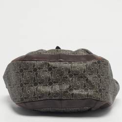 مملوكة مسبقًا حقيبة سيليين هوبي قماش مطلي بلون بني داكن مع جلد وعربة حصان