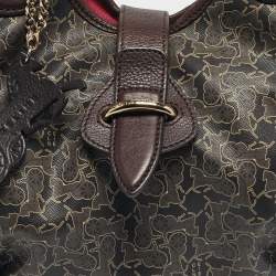 مملوكة مسبقًا حقيبة سيليين هوبي قماش مطلي بلون بني داكن مع جلد وعربة حصان