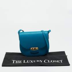 Pre Owned Celine Blue Leather Small Trotteur Crossbody Bag