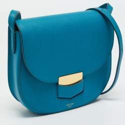 Pre Owned Celine Blue Leather Small Trotteur Crossbody Bag