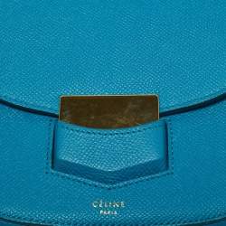 Pre Owned Celine Blue Leather Small Trotteur Crossbody Bag