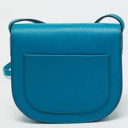 Pre Owned Celine Blue Leather Small Trotteur Crossbody Bag