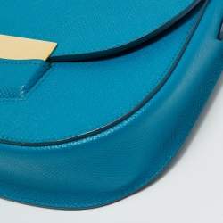 Pre Owned Celine Blue Leather Small Trotteur Crossbody Bag